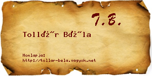 Tollár Béla névjegykártya